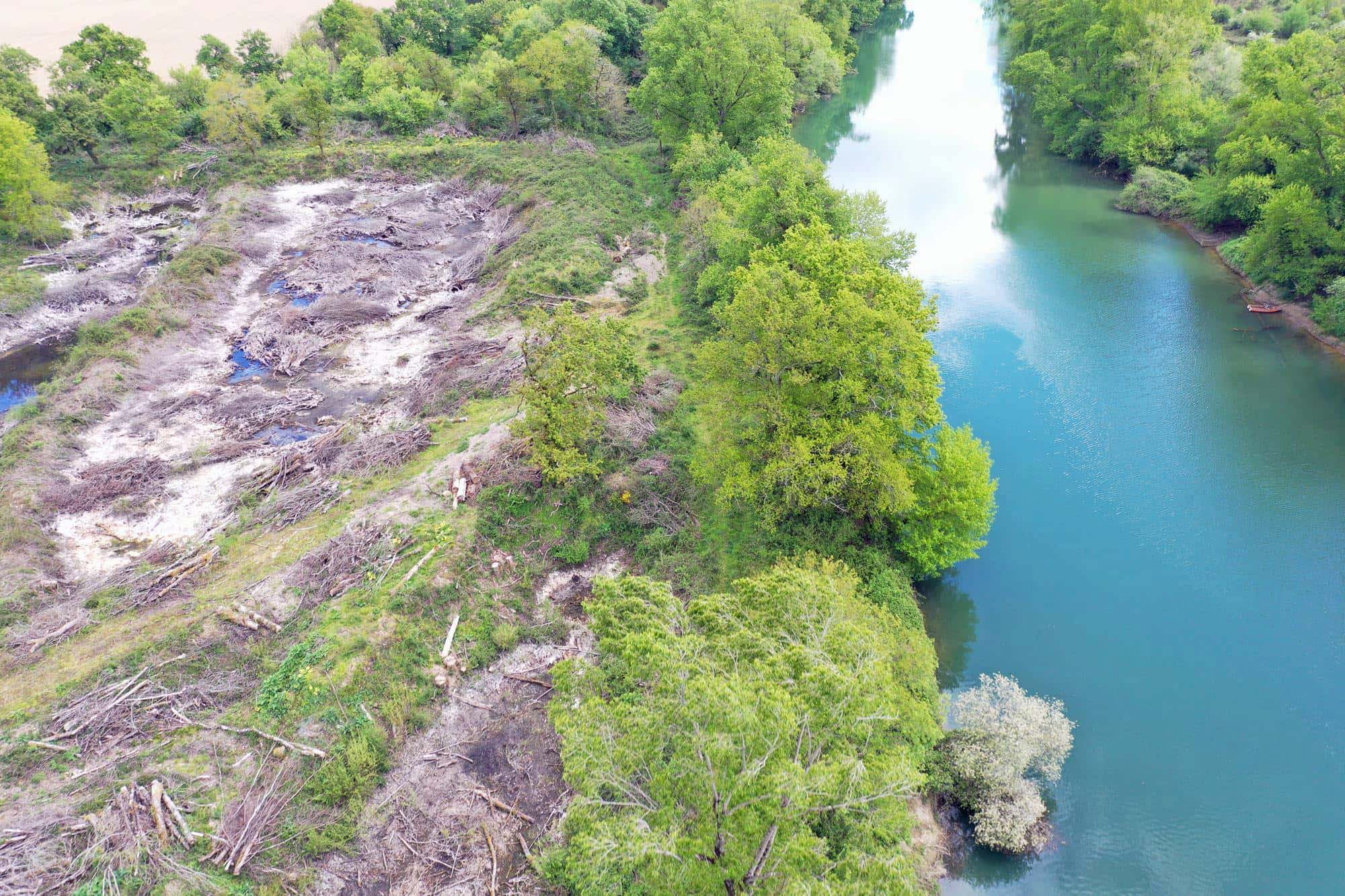 Vue aérienne de l'Adour et de la zone humide de St Sever